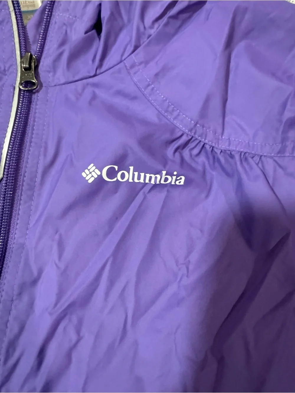 Columbia Girls' Purple Hooded Windbreaker Rain Jacket switchback ii XL (18)